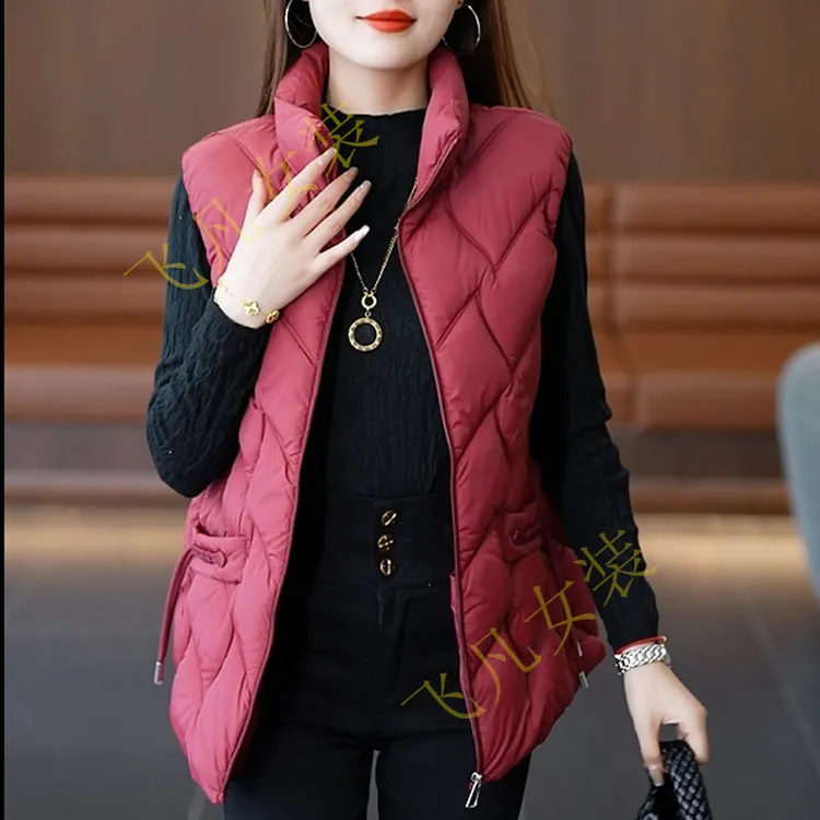 新中式棉马甲女新款秋冬背心坎肩外穿时尚马夹外套宽松棉马甲女款