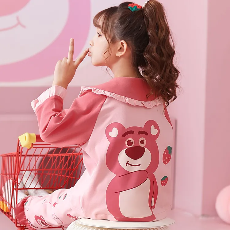 儿童睡衣女童纯棉长袖春秋季娃娃领女孩中大童宝家居服可外穿套装