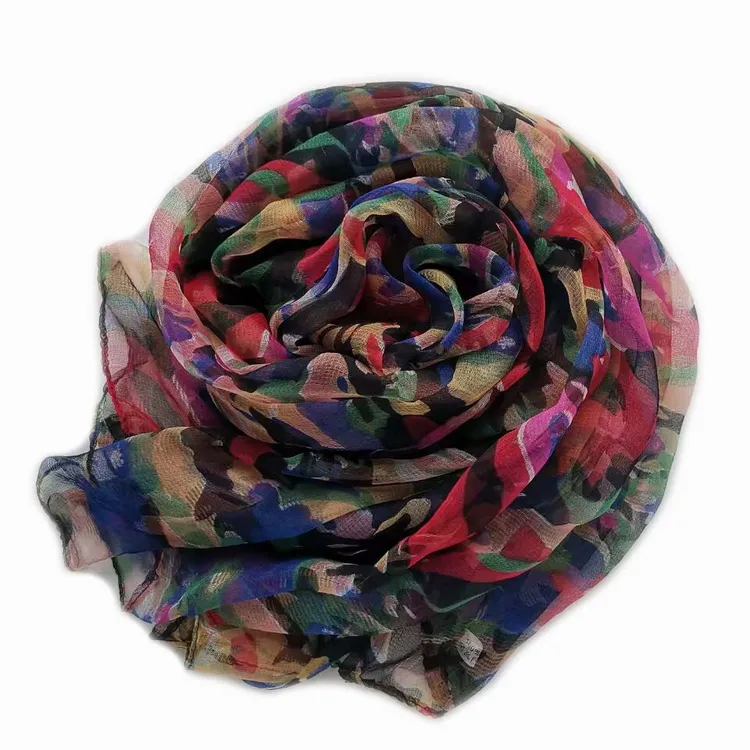 【小七彩】薄如蝉翼优雅大方杭州丝绸长款百搭柔软丝巾女士围巾