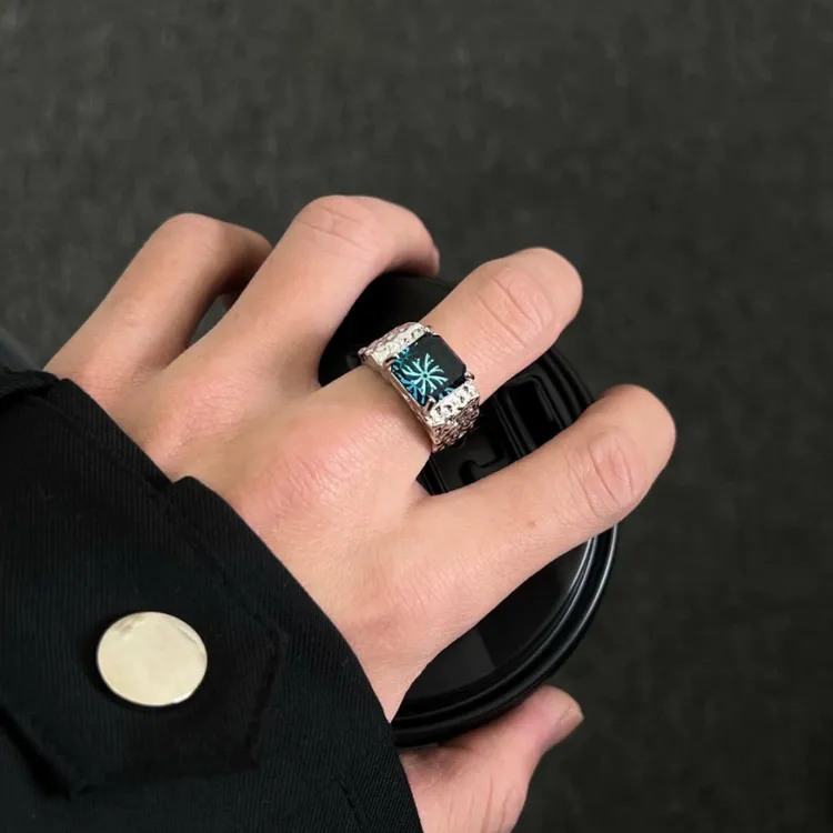 合金锆石戒指 时尚饰品高级感百搭纹理戒指个性潮流不规则小众ins
