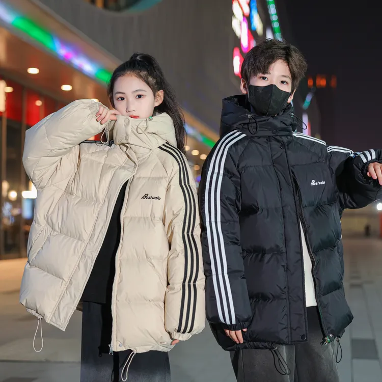 中大童男女同款90白鸭绒羽绒服连帽宽松加厚韩版冬季保暖