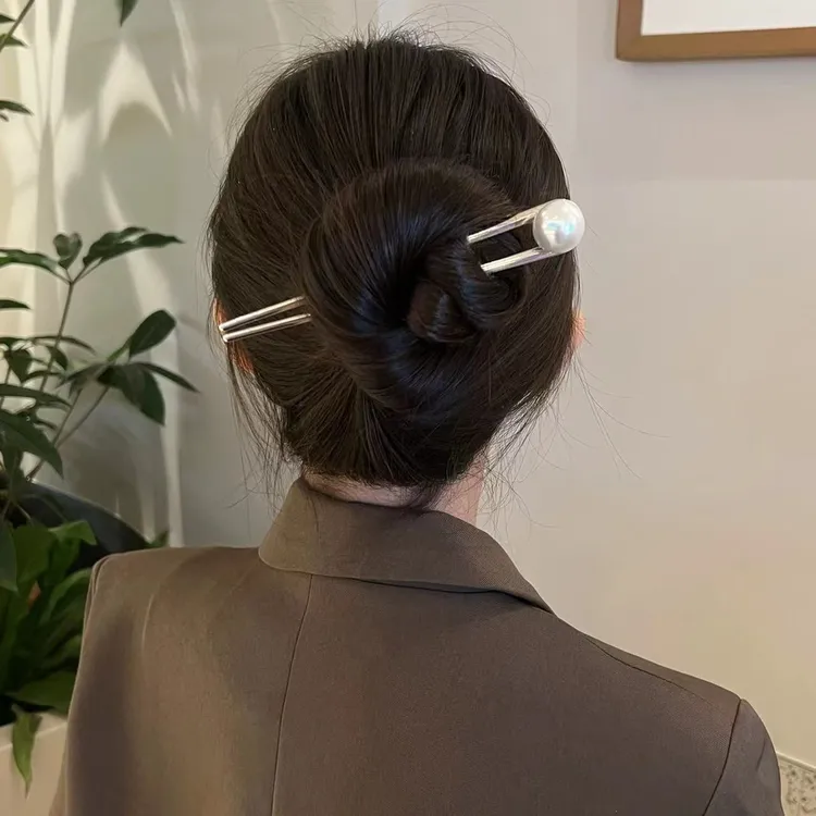 高级感U型u型夹发簪简约现代优雅丸子头新中式发钗盘发盘头发簪子