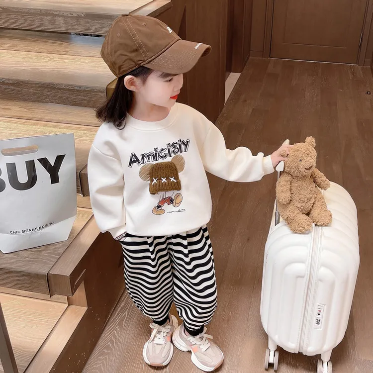 儿童春秋季套装长袖洋气韩版女童运动装女宝宝休闲卫衣两件套时髦