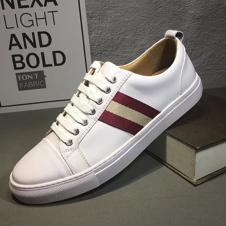 欧洲站男鞋欧货潮羊皮高级感大牌简约风男款软牛皮真皮百搭小白鞋