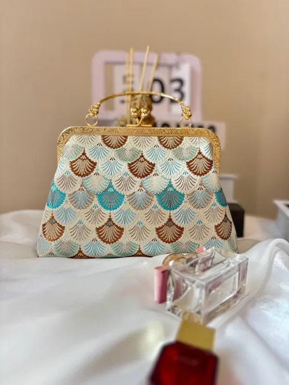 中式汉服优雅中国风刺绣旗袍女包包复古手提包古风小包手拎口金包