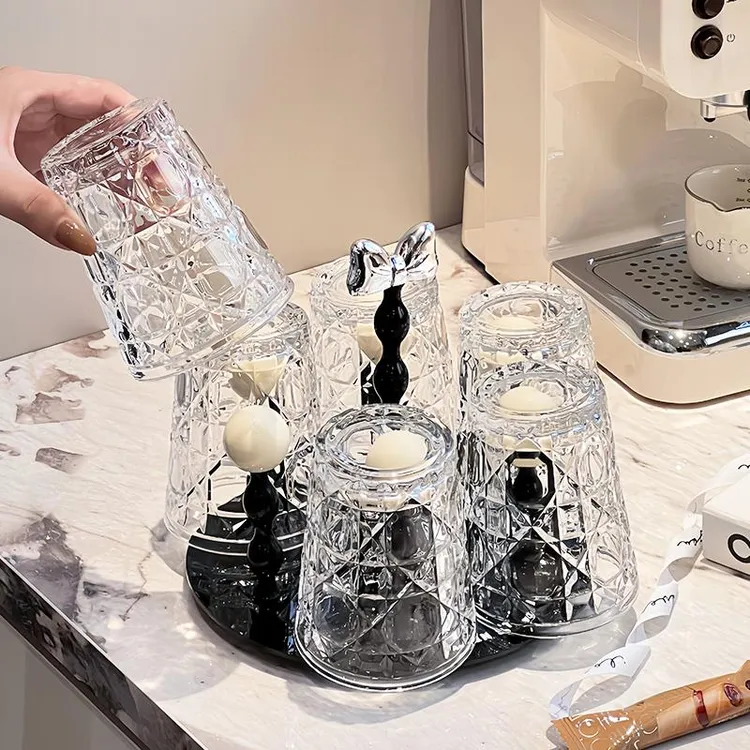 轻奢水杯套装家用耐高温2023新款喝水杯子高颜值玻璃杯透明果汁杯