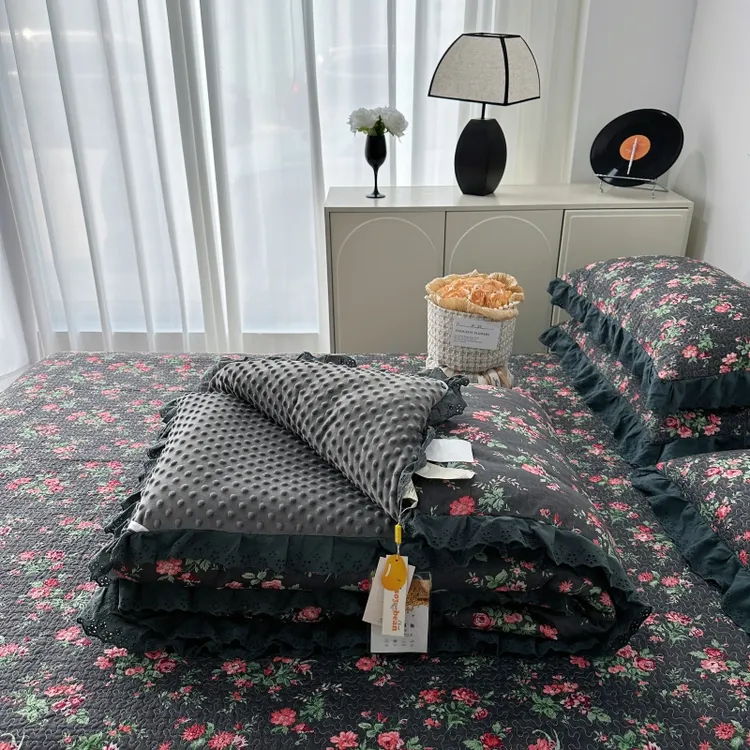2025新款秋冬全棉法式夹棉加厚床盖款豆豆被可机洗裸睡纯棉春秋被