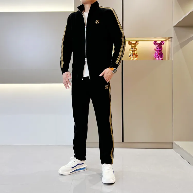 25男士秋季开衫套装轻奢百搭潮流时尚运动立领拉链运动服套装男