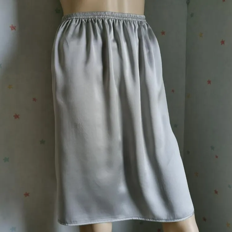 内衬裙真丝打底内搭防走光松紧腰桑蚕丝中长款夏安全裙防透半身裙