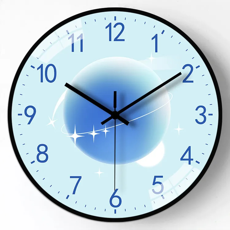 荣科家用挂钟客厅静音钟表卧室免打孔创意时尚简约圆形石英钟挂墙