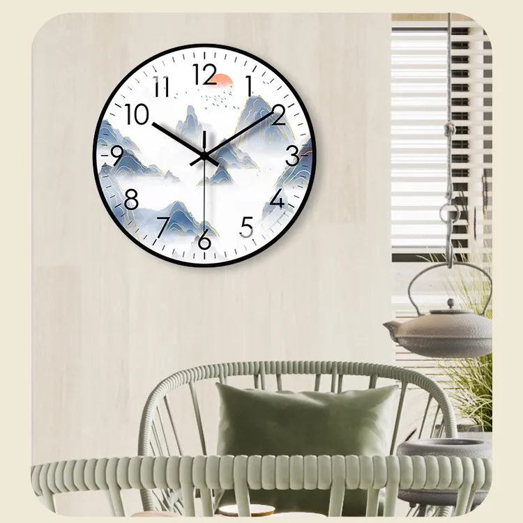 国潮中国风钟表客厅家用挂钟静音免打孔挂墙时钟家用石英钟推荐