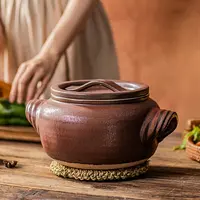 【万土烧-牛角锅】手工复古大肚锅家用瓦罐土锅砂锅煲汤炖肉汤锅
