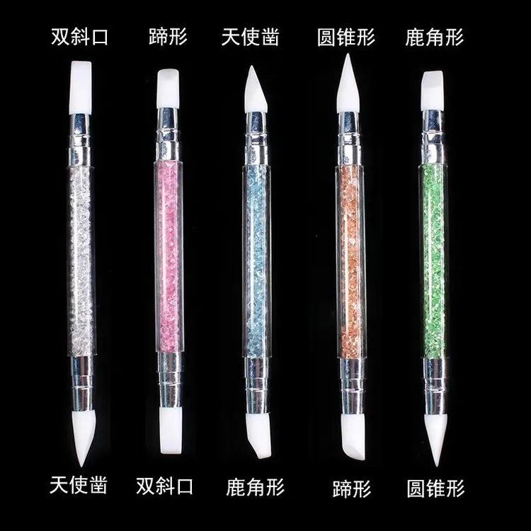 卡西蜜糖美甲雕刻笔贴花双头硅胶笔钻石水晶压花笔按压棒猫眼美甲