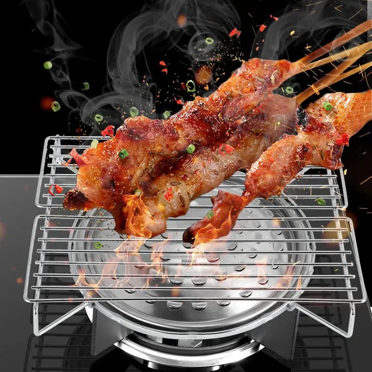 【御慕】户外卡式炉烧烤架野外炉具燃气煤气炉不锈钢灶台上用烤架