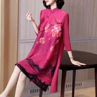 2025年时尚褶皱春装连衣裙洋气减龄宽松大码显瘦女装裙子DCA753