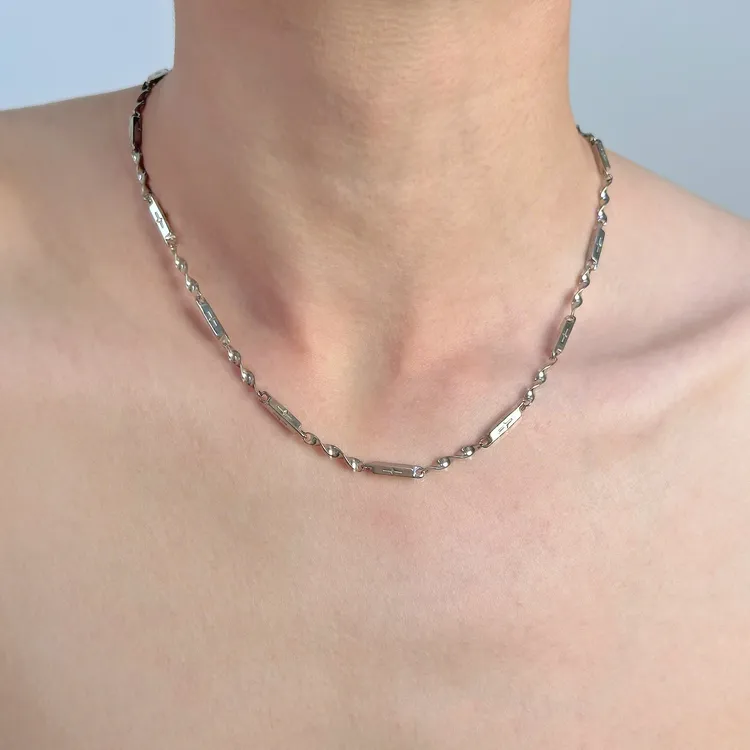 梵亚格 不锈钢项链 十字扭链锁骨链小众ins时尚百搭潮牌嘻哈坠链