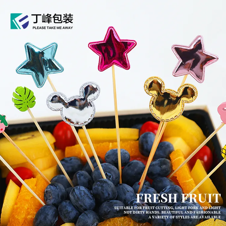 丁峰包装·叉子果切木签竹签卡通米奇头一次性牙签