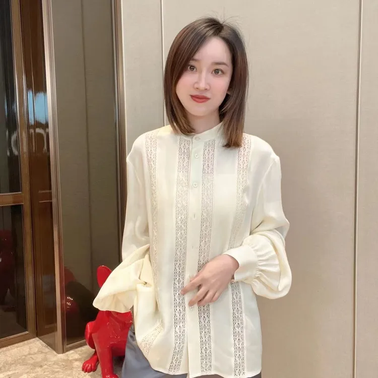 【贵姐NICOLE】高端定制气质宽松款白色蕾丝衬衫S15526上衣