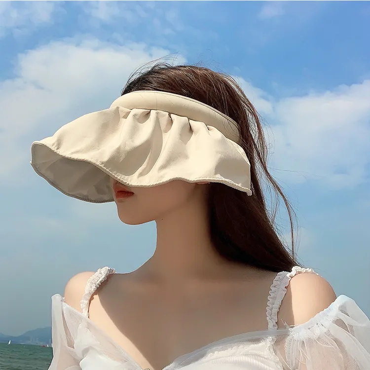 小头围防晒帽女S码53贝壳帽遮脸太阳帽潮帽防紫外线遮阳空顶帽夏