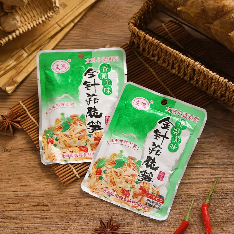 文鸿金针菇脆笋65g/包下饭菜小菜咸菜笋丝酱菜配稀饭开胃菜