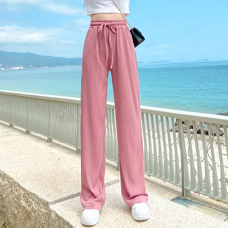 冰丝阔腿裤女夏季薄款高腰垂感拖地裤显瘦百搭宽松直筒防蚊凉凉裤