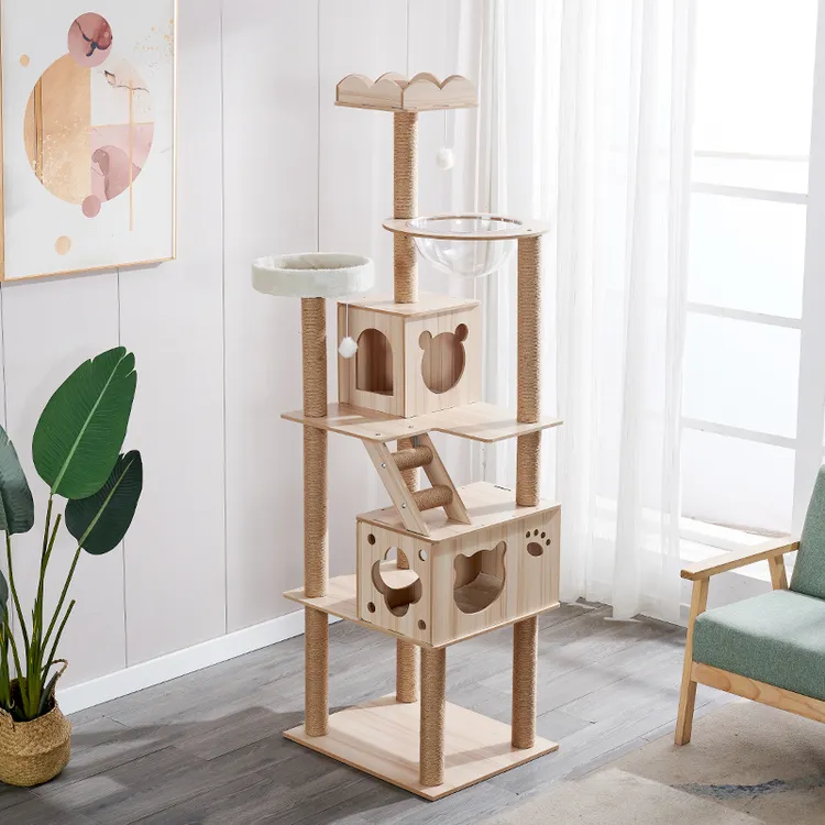 猫爬架太空舱猫窝猫树一体实木猫别墅大型猫架猫抓板猫塔猫咪用品