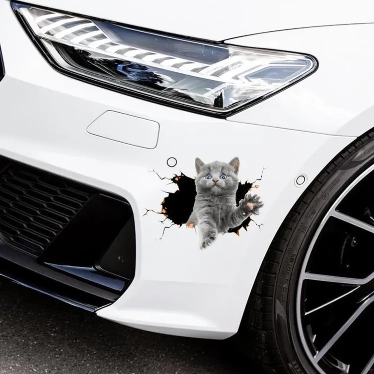 汽车全新贴纸创意个性3D立体小猫咪车贴可爱卡通改装遮挡划痕车贴