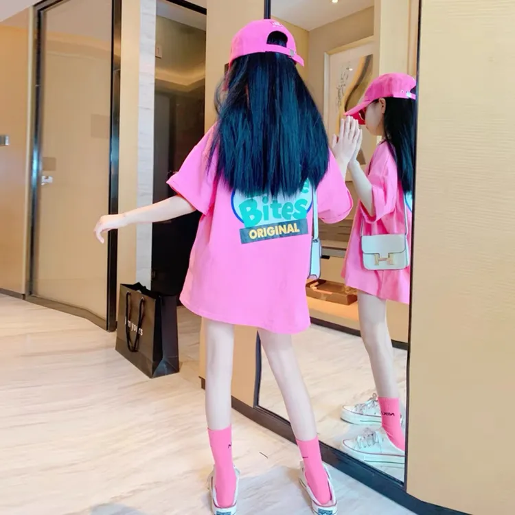 女童短袖t恤2025新款百搭儿童韩版洋气中大童夏季网红半袖上衣潮