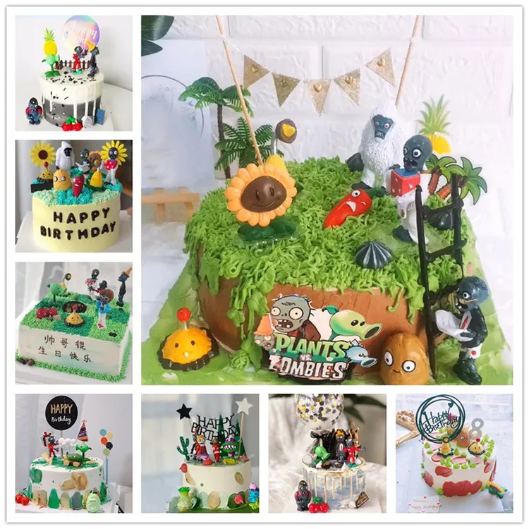 新款植物大战僵尸生日蛋糕游戏主题儿童男孩女孩卡通全国同城配送