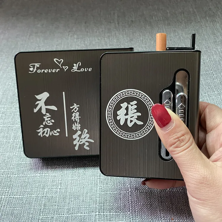 自动弹烟带打火机充电一体盒子20支装防风便携式男女士稥菸盒