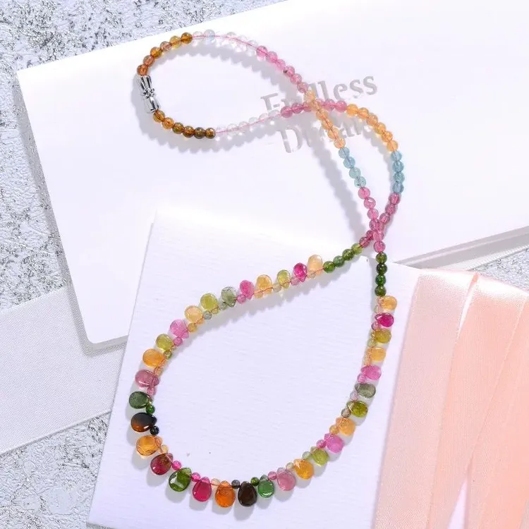 碧玺项链女生款锁骨链轻奢项链瓜子链时尚颈链饰品简约优雅项饰品