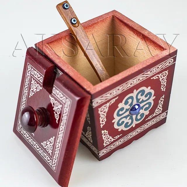 Aksaray工艺品特色家用复古手工创意花纹纯木方形高档盐盒木制