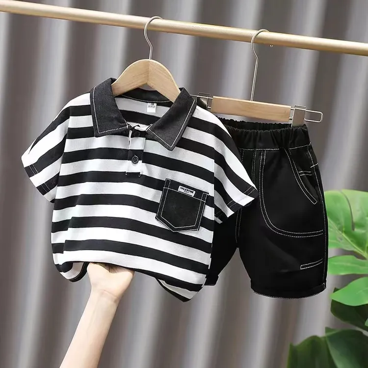 男童Polo衫套装夏季2025新款宝宝短袖衣服潮帅气时髦儿童薄款夏装