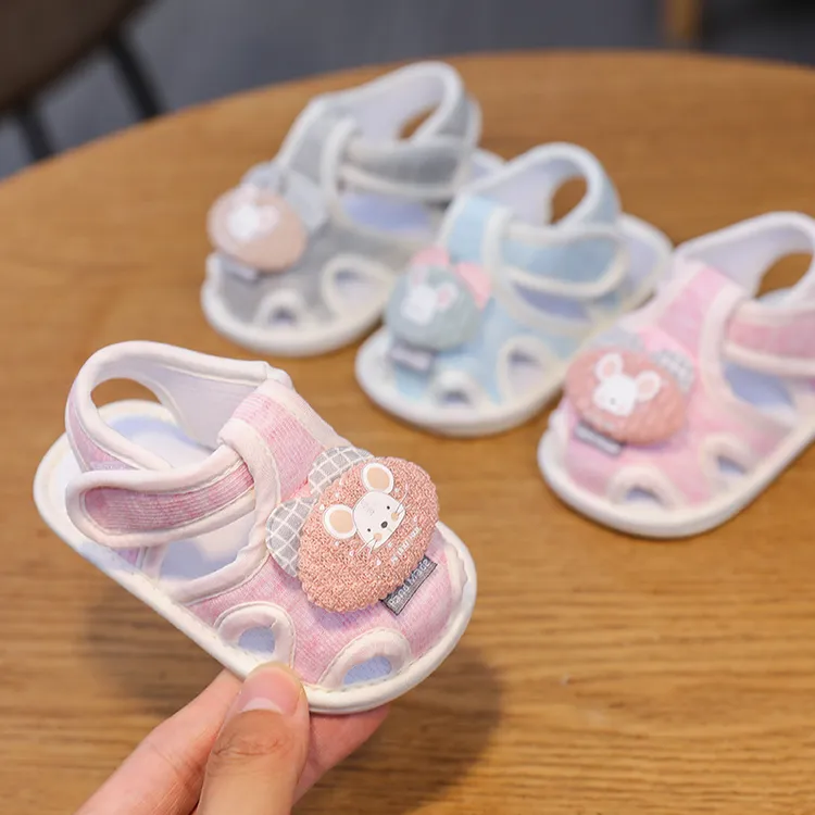 玺诺熊夏季0-1岁婴儿凉鞋6-12个月男女宝宝学步鞋软底步前鞋包头