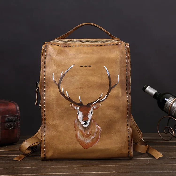 男士背包真皮双肩包男复古出差休闲旅行包软牛皮电脑包韩版潮书包