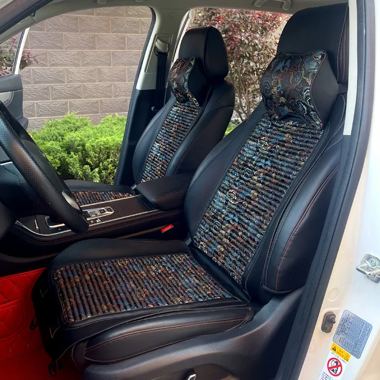 汽车坐垫刺绣马鞍座垫苦荞壳填充四季通用国潮防滑舒适透气坐垫商品图