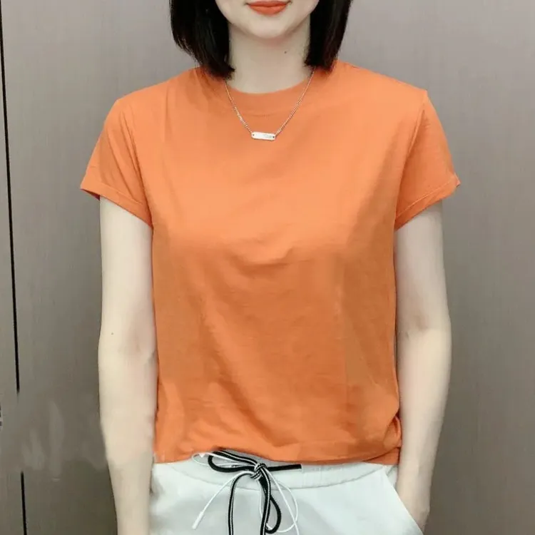 纯色百搭短袖t恤女2025夏季新款简约时尚宽松显瘦基础款面膜体恤