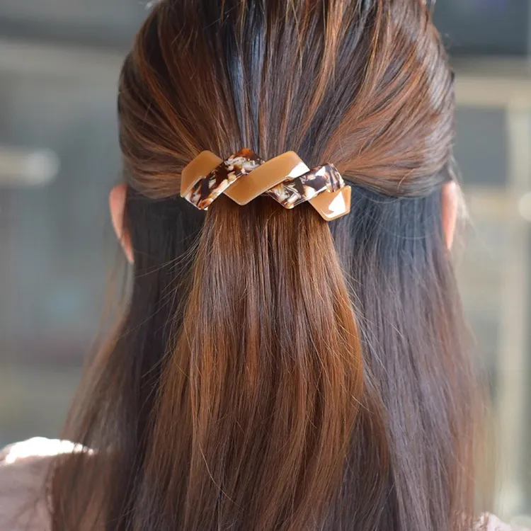 铁合金亚克力发饰 成人发夹边夹优雅发饰气质简约百搭马尾顶夹子