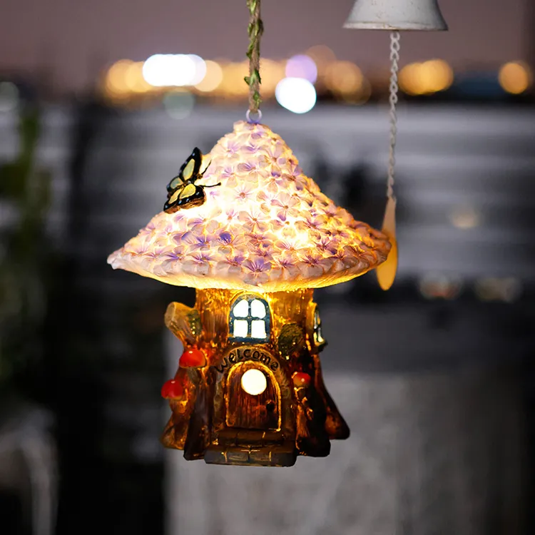 花中园太阳能蘑菇屋灯户外防水庭院花园草坪创意树灯装饰小院布置