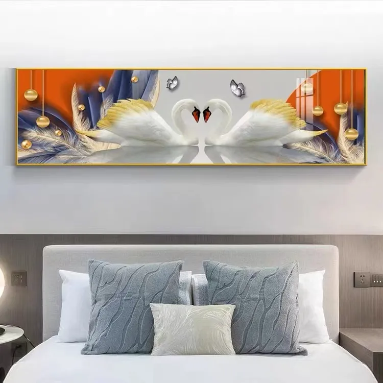 【赔米体验床头画98米】卧室挂画房间高级轻奢晶瓷床头画卧室挂画