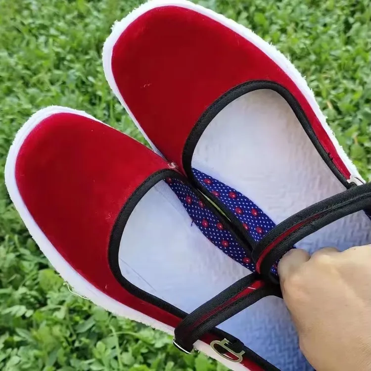 安然～传统麻绳手工纳底～千层底方口一带布鞋（送花鞋垫一双）