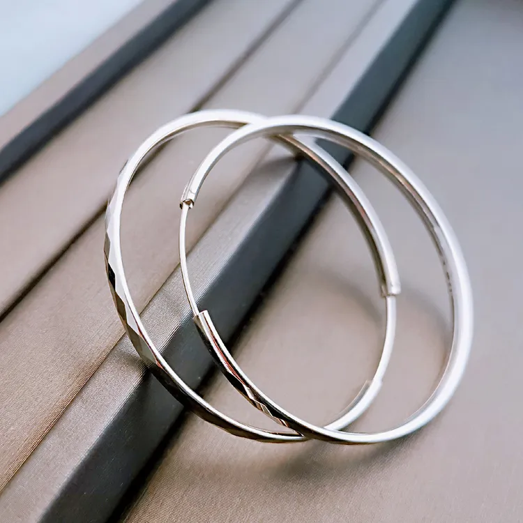 足银耳饰 银耳环999纯银女圆圈耳圈2026新款潮气质素圈大耳圈耳环