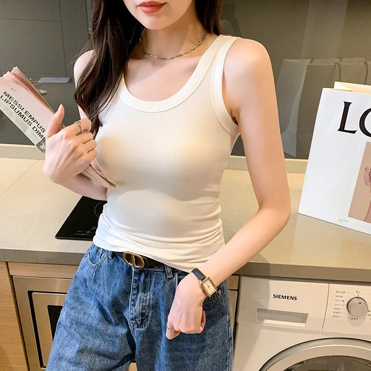 2023夏季防走光无袖t恤打底衫辣妹吊带背心女外穿遮副乳内搭上衣