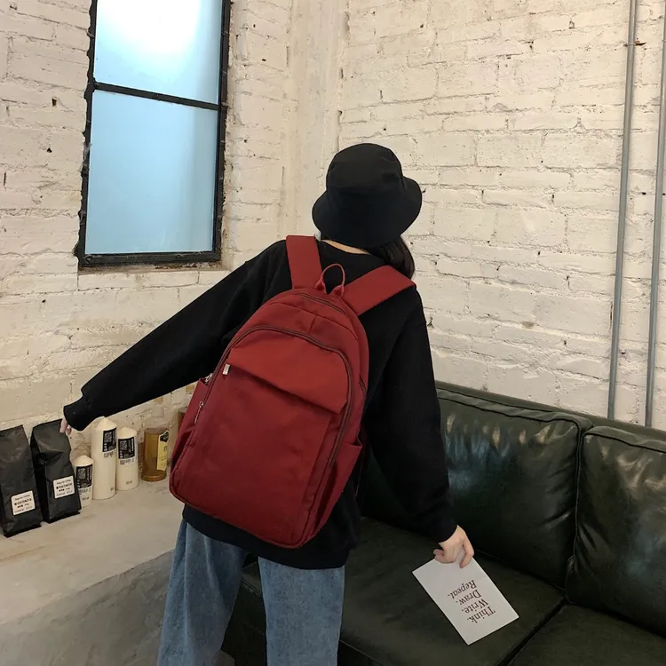 红色书包推荐女韩版高中学生高颜值电脑背包大容量双肩包男初中生