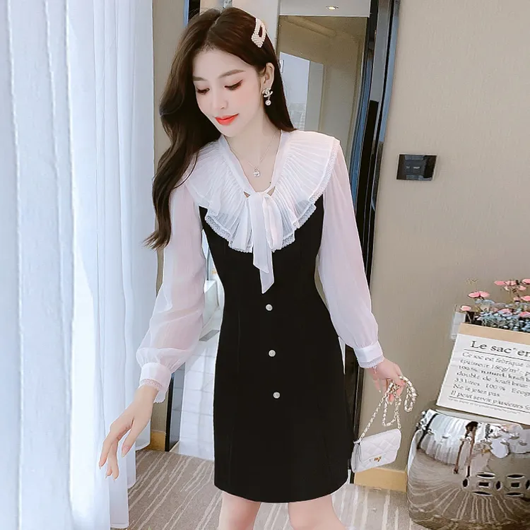 女装连衣裙2025新款高级感气质名媛显瘦别致小黑裙时尚女装连衣裙