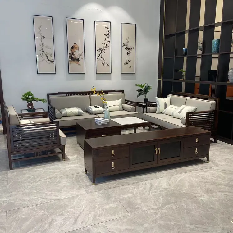 【厂家直销 品质保证】新中式沙发乌金木榫卯结构工艺 定制家具