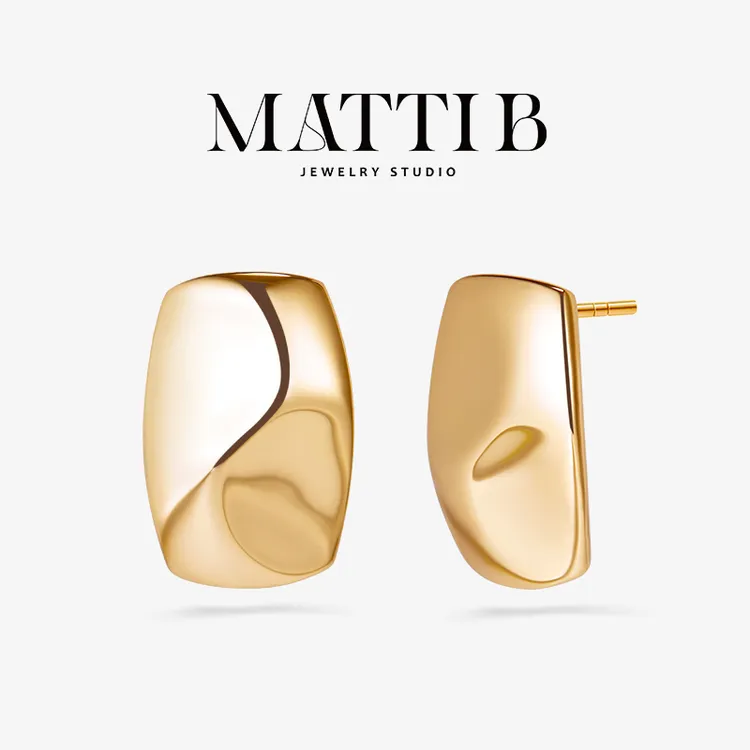 铜合金耳饰 不规则小众光面冷淡风2025年新爆款设计感耳钉女1888