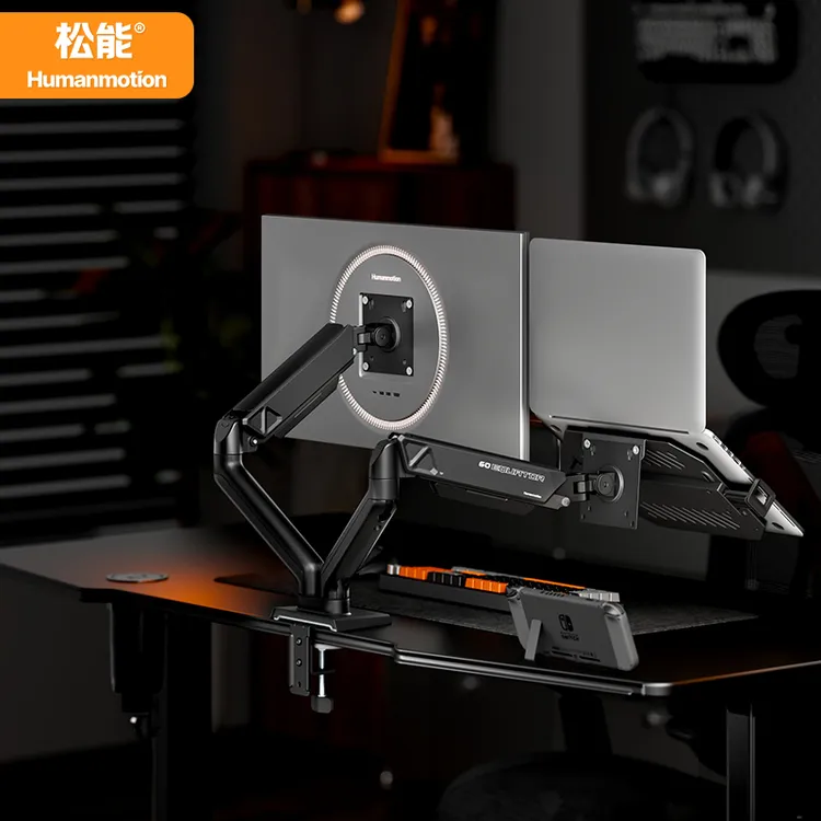 松能T6-2双臂电脑显示器支架机械臂升降旋转底座（17-32英寸2-9KG）商品图