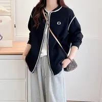 大码高级感黑色棒球服开衫外套2024秋季新款胖mm宽松显瘦气质上衣