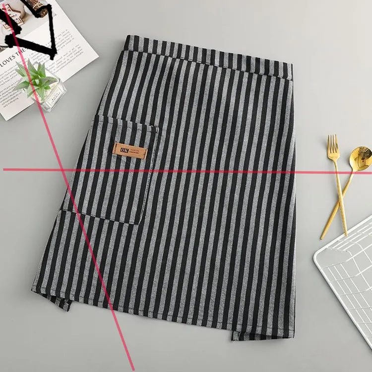 韩版洋气帆布半身围裙女厨房家用上班工作服防污耐磨做饭半截围腰